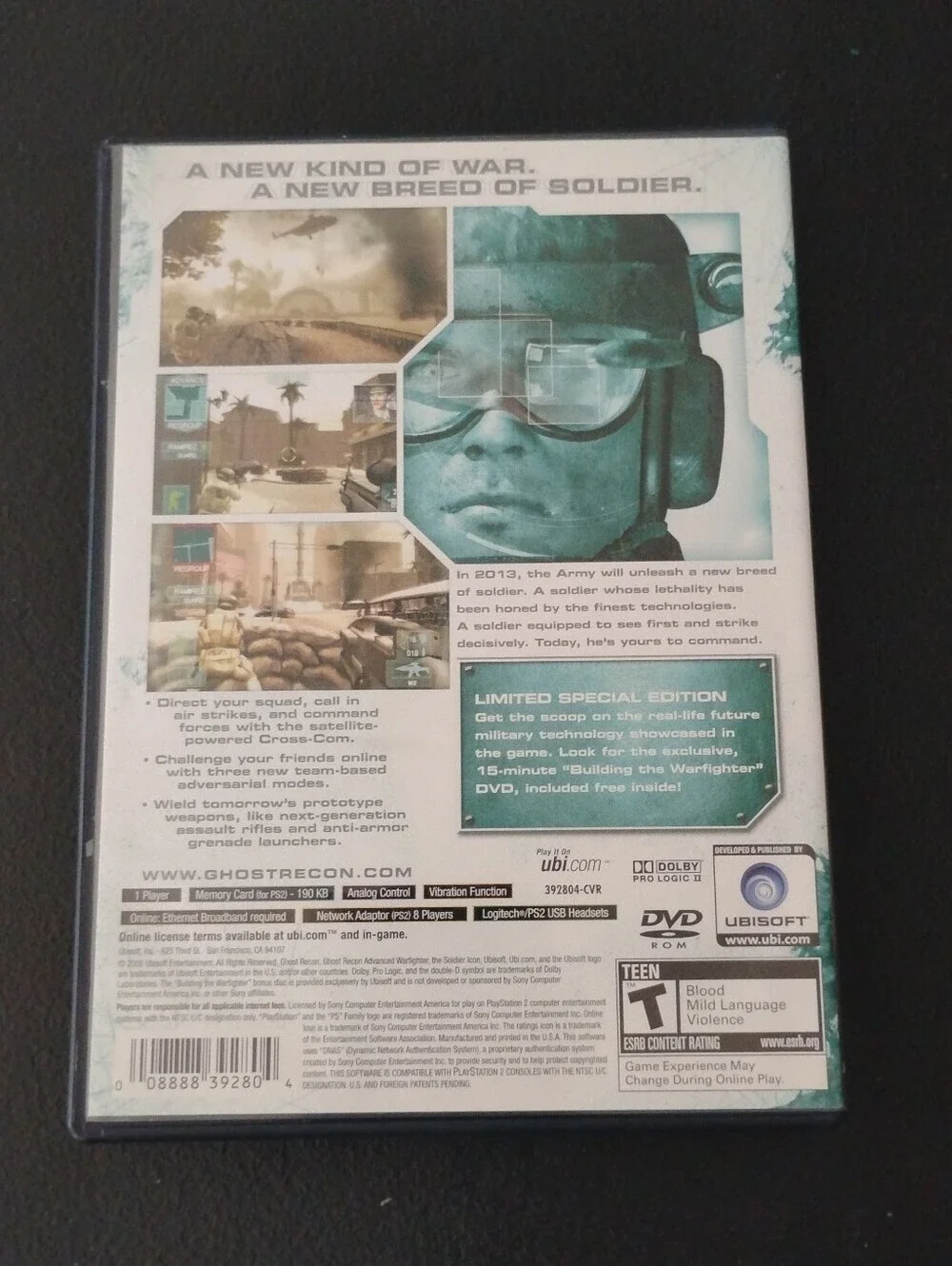 Tom Clancy's Ghost Recon Advanced Warfighter - PS2 (Complete w/ Manual & Bonus D